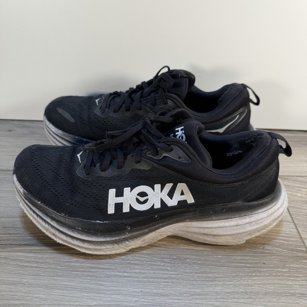 Hoka One One Bondi 8 Womens Size 9 D Wide Width Black Running Shoes Sneakers